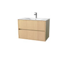 Pack meuble salle de bains 80 cm chêne clair, 2 tiroirs avec vasque céramique - xenos Aurlane - PACM690