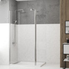 Pack paroi de douche et volet pivotant 100+40x200 cm - verre transparent - barre de fixation chrome