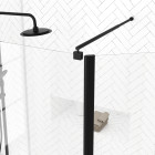 Pack paroi de douche et volet pivotant 100+40x200 cm - verre transparent - barre de fixation noire Aurlane - PACF460