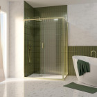 Pack porte de douche coulissante 140x200cm et retour 90cm - profilés or doré brossé - verre 6mm Aurlane - PACF479