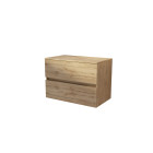 Meuble de salle de bains 80 cm à tiroirs avec plan finition chêne naturel - timber Aurlane - PACM768