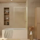 Pare baignoire rabattable 80x140cm - profilé or doré brossé - verre trempé ondulé 5mm Aurlane - FAC1038