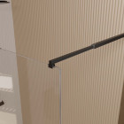 Paroi de douche 100x200cm en verre trempé transparent 8mm anticalcaire - profilé noir mat - lina Aurlane - FAC1031