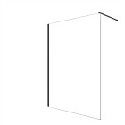 Paroi de douche 140x200cm en verre trempé transparent 8mm anticalcaire - profilé noir mat - lina Aurlane - FAC1033