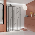 Paroi de douche à l'italienne 140x195cm sérigraphie art déco arrondie - noir mat - gatsby Aurlane - FAC1016