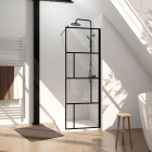 Paroi de douche à l'italienne serigraphie type briques - 70x195cm - profile noir mat - verre 5mm Aurlane - FAC1021