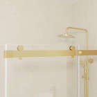 Porte de douche coulissante type industriel 140x200 cm - finition or doré brossé - verre trempé 6 mm Aurlane - FAC980