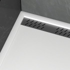 Receveur en acrylique blanc 80x120x4 cm + grilles linéaires chrome et gun metal - whiteness ii Aurlane - PACR180