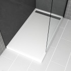 Receveur en acrylique blanc 80x140x5 cm + grilles linéaires chrome et gun metal - whiteness ii Aurlane - PACR182