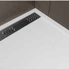 Receveur blanc effet granite en résine epoxy 80x120x3 cm + grille linéaire gun metal Aurlane - PACR283