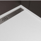 Receveur blanc effet granite en résine epoxy - 80x120x3 cm + grille linéaire chrome Aurlane - PACR280