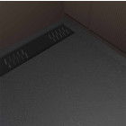 Receveur noir effet granite en résine epoxy 80x120x3 cm + grille linéaire noire Aurlane - PACR261