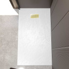 Pack receveur blanc effet pierre 80x140 cm et grille décor linéaire or doré brossé - rock 2 Aurlane - PACR235