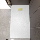 Pack receveur blanc effet pierre 80x140 cm et grille décor perforée or doré brossé - rock 2 Aurlane - PACR234