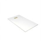 Pack receveur blanc effet pierre 80x140 cm et grille décor perforée or doré brossé - rock 2