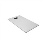 Pack receveur blanc effet pierre 90x140 cm et grille décor linéaire noire mate Aurlane - PACR251