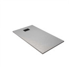 Pack receveur gris effet pierre 80x120 cm et grille décor perforée noire mate Aurlane - PACR241