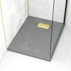Pack receveur gris effet pierre 70x90 cm et grille décor perforée or doré brossé - rock 2 Aurlane - PACR214