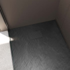 Pack receveur noir effet pierre 80x120 cm et grille décor perforée noire mate Aurlane - PACR245