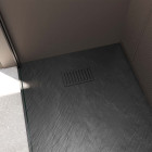 Pack receveur noir effet pierre 90x120 cm et grille décor linéaire noire mate Aurlane - PACR258