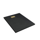 Pack receveur noir effet pierre 90x120 cm et grille décor linéaire or doré brossé - rock 2 Aurlane - PACR202
