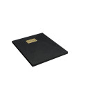 Pack receveur noir effet pierre 70x90 cm et grille décor linéaire or doré brossé - rock 2 Aurlane - PACR204