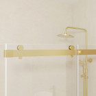 Pack porte de douche coulissante 120x200cm et retour 90cm - or doré brossé et verre trempé 6mm Aurlane - PACF486