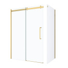 Pack porte de douche coulissante 140x200cm et retour 90cm - or doré brossé et verre trempé 6mm Aurlane - PACF488