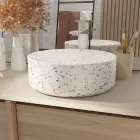 Vasque terrazzo gris - ø35cm x 12cm - ronde en ceramique blanc mat Aurlane - VAS062