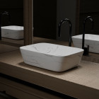 Vasque à poser rectangle en céramique blanche mat effet marbre - 45,5x32,5x13 cm - white marble Aurlane - VAS050