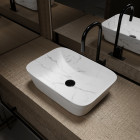 Vasque à poser rectangle en céramique blanche mat effet marbre - 45,5x32,5x13 cm - white marble Aurlane - VAS050