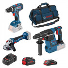 Kit bosch visseuse + meuleuse + perforateur + 2 batteries + chargeur - 0615990m3c