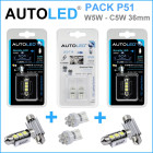 Pack p51 4 ampoules led / t10 (w5w) 6 leds + navette c5w 36mm 3 leds autoled®