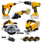 Pack 5 outils sans fil 20v vitopower + 3 batteries 4.0 ah + 1 chargeur rapide