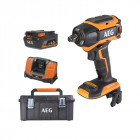 Pack aeg 18v - boulonneuse à chocs brushless 300 nm - batterie 4.0 ah - chargeur - caisse de rangement