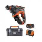 Pack aeg 18v - perforateur burineur sds plus compact 1,5 j - batterie 4.0 ah - chargeur - caisse de rangement