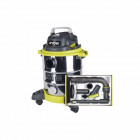 Pack ryobi aspirateur eau et poussière ryobi 1250w - 20l - rvc-1220i-g - 6 accessoires nettoyage automobile - rakva04