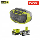 Pack ryobi radio d'atelier stéréo 18v oneplus r18rh-0 - 1 batterie 4.0ah - 1 chargeur rapide 2.0ah rc18120-140