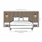 Lot de 9 revêtement tasseaux bois 120x30x1 cm - pack lit 180 à 200 cm - lamelles chêne clair fond noir 3,24 m²