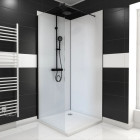 Pack de 2 Panneaux muraux aluminium blanc 90+90x210 cm avec profilés noir mat - WALL’IT Aurlane - FAC402