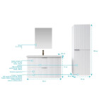 Pack meuble salle de bain 60cm et colonne de rangement - Façades blanches ondulées - MILO Aurlane - PACM920