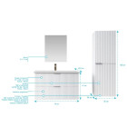 Pack meuble salle de bain 80cm et colonne de rangement - Façades ondulées blanches - MILO Aurlane - PACM921