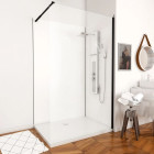 Pack Panneaux muraux aluminium blanc 120+90 - Profilés noir mat + Receveur Acrylique 120x90 Aurlane - PACP006