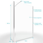 Pack paroi de douche a l’italienne 120x200cm - Verre transparent 6mm + Barre de fixation recoupable Aurlane - FAC436