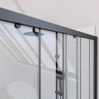 Pack Paroi porte de douche coulissante sérigraphie 140x200cm + Paroi retour 80x200 cm - CRUSHX Aurlane - PACF015