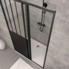 Pack Porte coulissante noire mate type Atelier et receveur en acrylique blanc 120x90x200 cm - WORKSHOP SLIDE Aurlane - PACF002