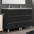 Meuble de salle de bain 140cm double vasque - 6 tiroirs - sans miroir - palma - ebony (bois noir)