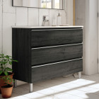 Meuble de salle de bain 60cm simple vasque - 3 tiroirs - sans miroir - palma - ebony (bois noir)