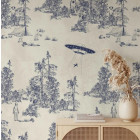 Papier peint Alien toile de Jouy Bleu - ALIEN TOILE BLUE++ Papier peint Alien toile de Jouy Bleu - ALIEN TOILE BLUE++