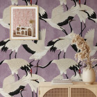 Papier peint Hérons lilas - AIRONI LILLA++